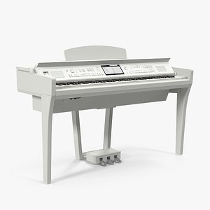 3D white professional digital piano model