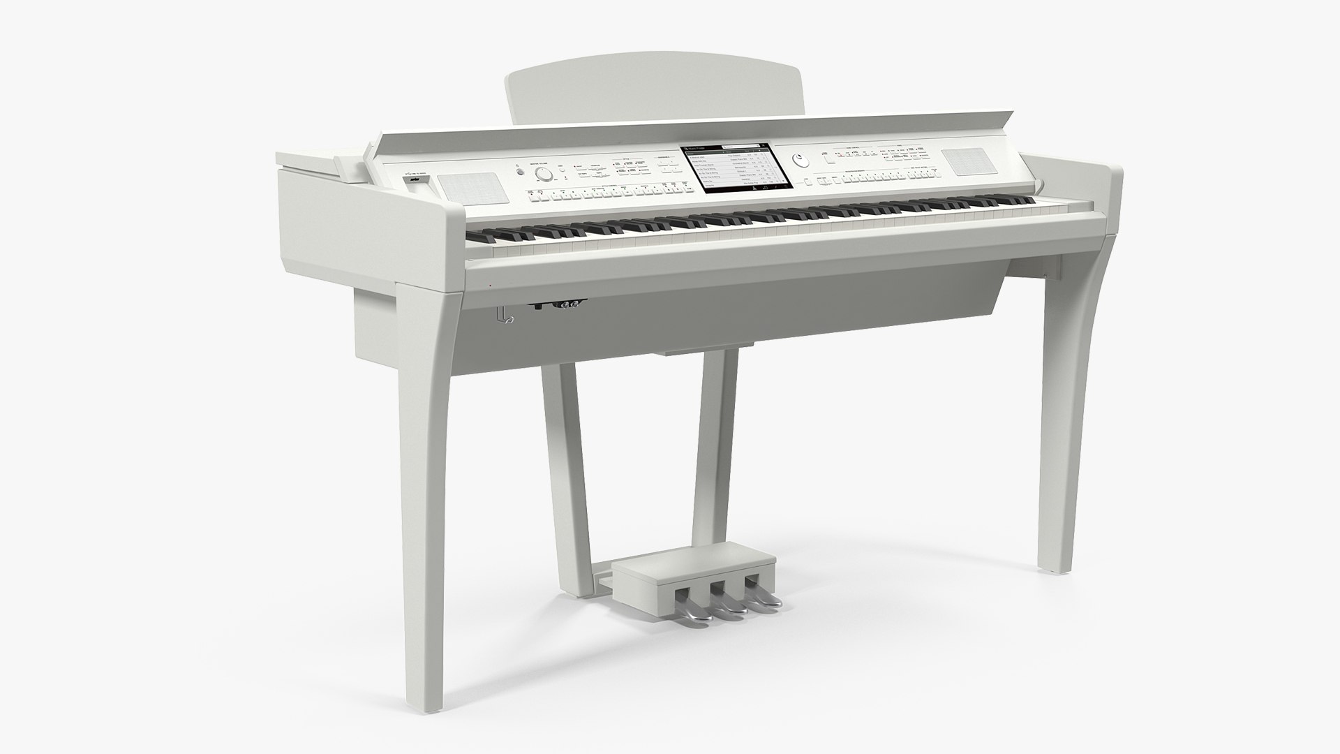 White Professional Digital Piano 3D model preview