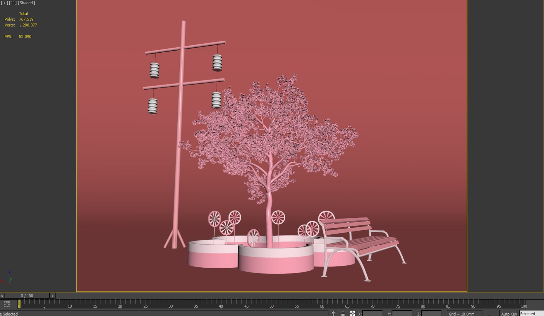 3D Leisure Post Station Check In Tree Pool Cherry Blossom Tree Peach