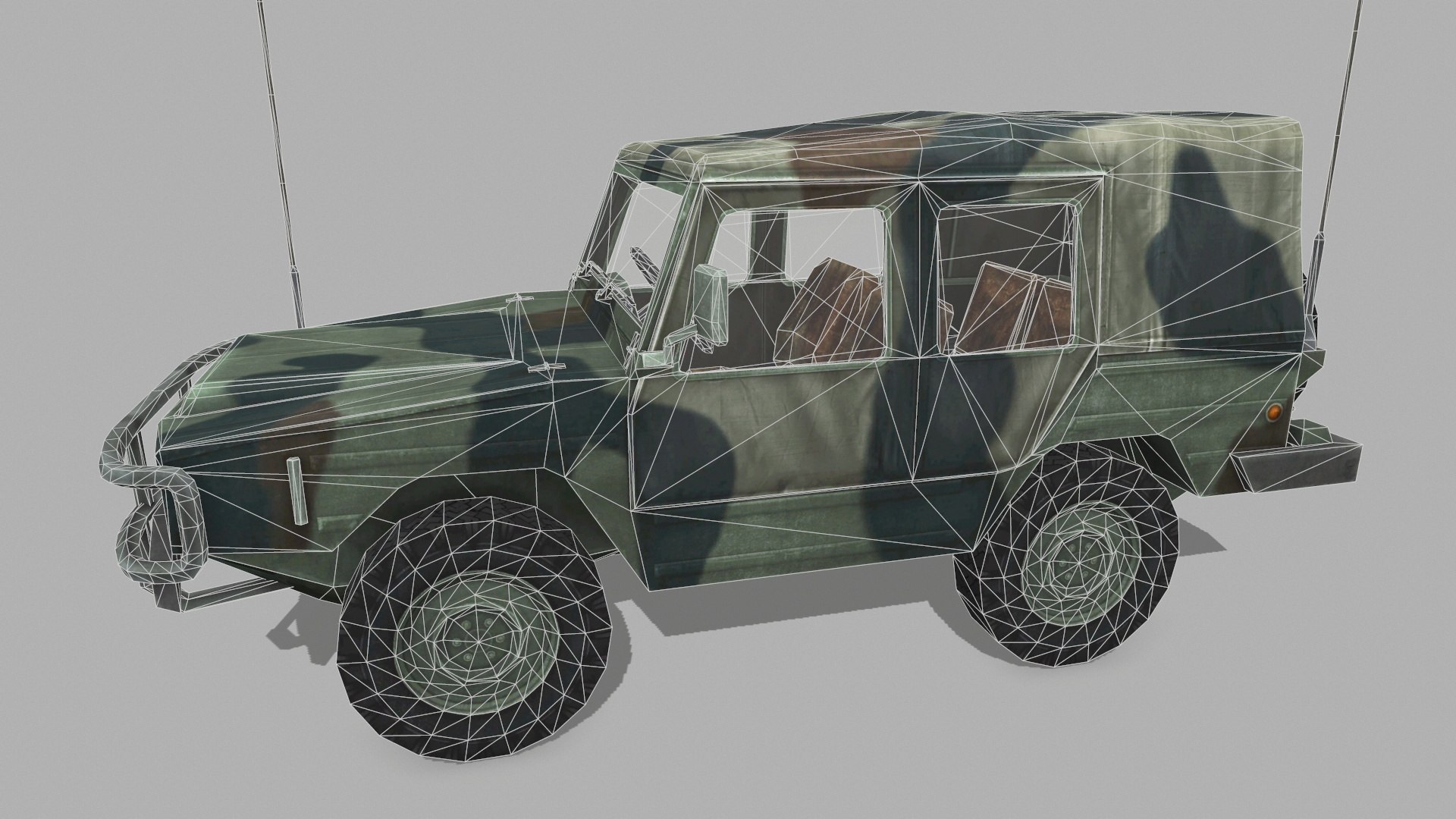 3D military jeep model https://p.turbosquid.com/ts-thumb/43/Xt9Vhq/xGZ9owFK/screenshot007/jpg/1590007563/1920x1080/fit_q87/a62b05a4c5d29a857398568441a717db12c7f644/screenshot007.jpg