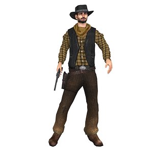 3d model wild cowboy rigged