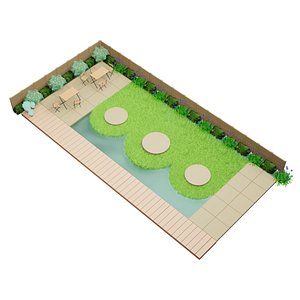 3D 3D garden illustration of farm house model