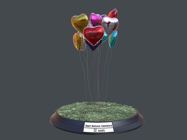 3D model heart balloons valentine pack