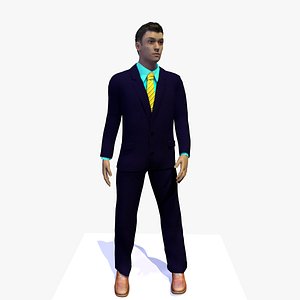 3D business man standing idle