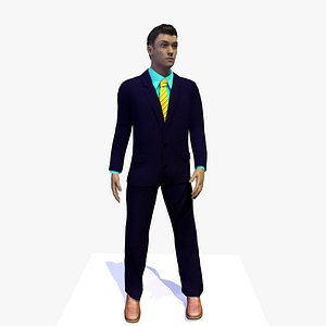 Animated 24 Year Old Business Man Standing Idle