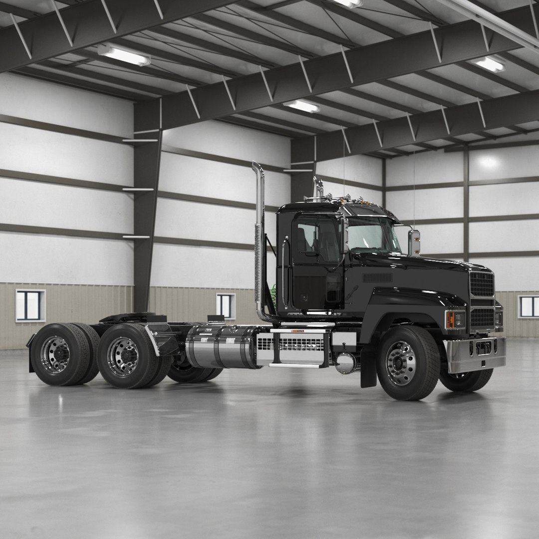 Commercial Truck Black Rigged 3D model preview