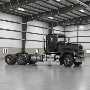3D Commercial Truck Black Rigged model