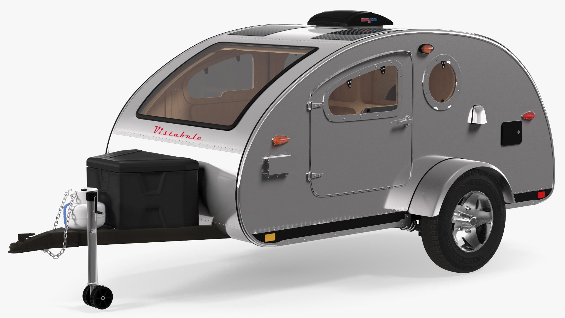 Metallic Vistabule Teardrop Camping Trailer Rigged 3D model preview