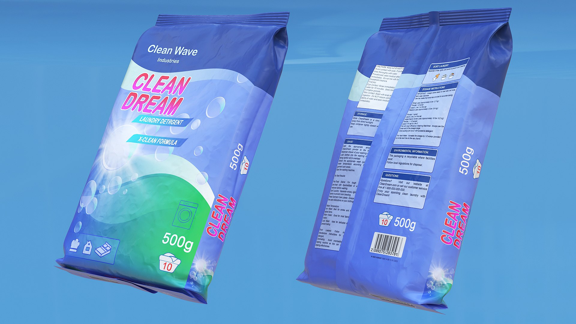 Laundry Detergent 500g Package 3D Model - TurboSquid 2409937