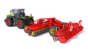 3D tractor trailed disc harrow model