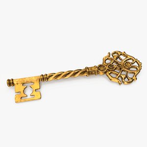 Fantasy Skeleton Key Gold 3D model