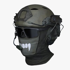 Tactical Skull Mask Helmet Realistic Game Ready Model 3D model