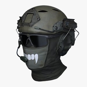 Tactical Skull Mask Helmet Realistic Game Ready Model