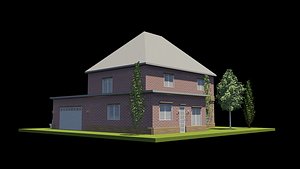 8 houses two-stories 01 3D model