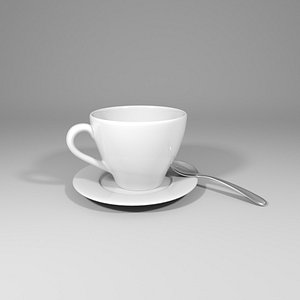cup spoon saucer 3D model