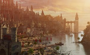 Fantasy Sunset Cityscape 3D model