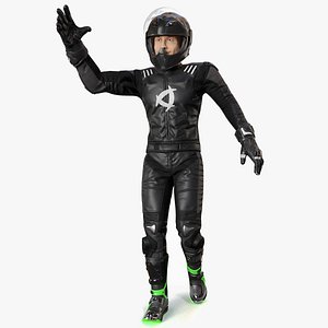 Bike Rider Wearing Protective Riderwear Rigged 3D model