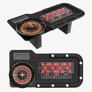 Casino European Table with Roulette Wheel