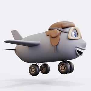 3D model Cartoon airplane with eyes
