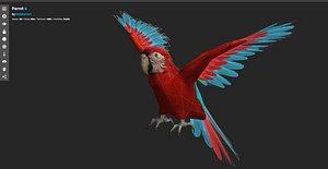 red macaw low-poly 3d blend