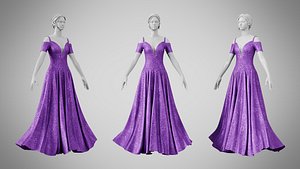 Dress 38 Royal Velvet Purple With Design