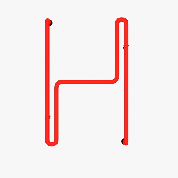 3D model Neon Red Alphabet H