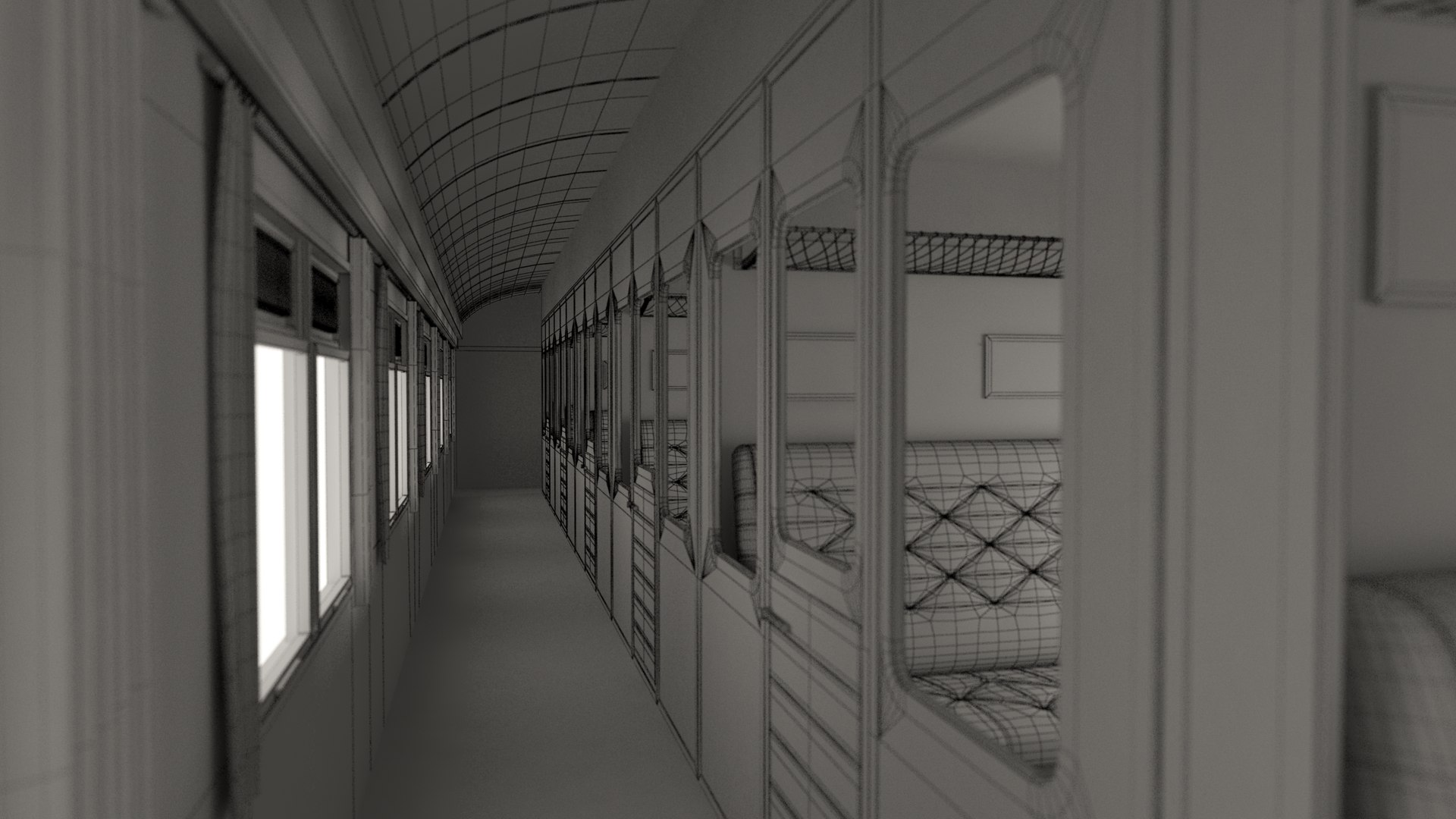 3D model Old Train Interior With Compartments 03 - TurboSquid 1902686