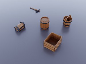 Low poly wood set 3D model