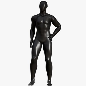 Rigged Mannequin Male Black PBR 3D