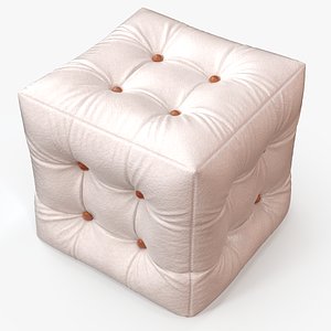 Pouf White Leather