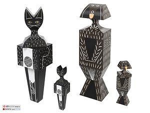 vitra Wooden Dolls Cats Dogs