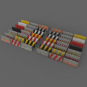 3D PBR Concrete Barrier - Collection