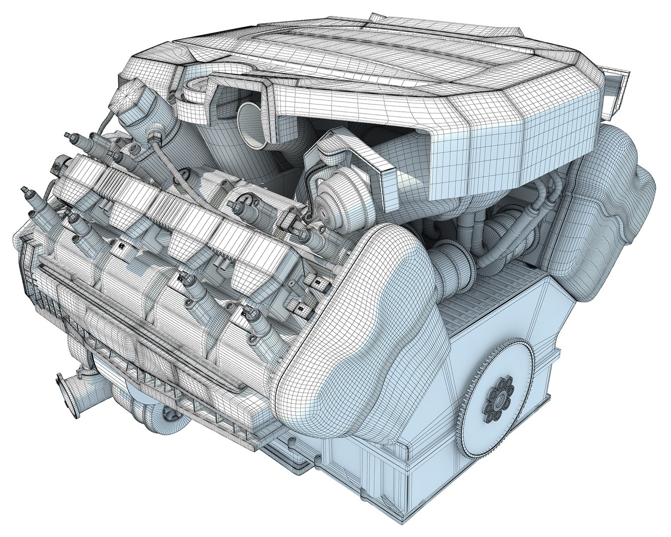 V8 Car Engine 3ds
