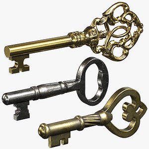 3D Small Vintage Keys Pack - PBR Game Ready Low Poly