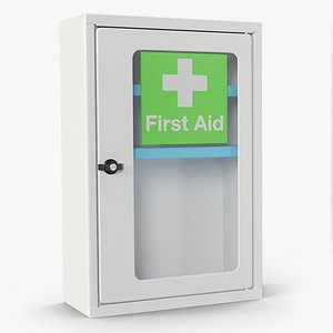 Metal First Aid Storage Cabinet White 3D model