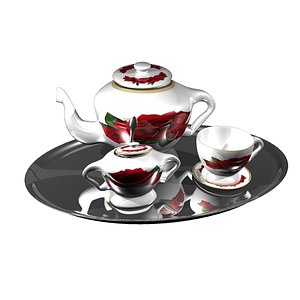 3d tea set model