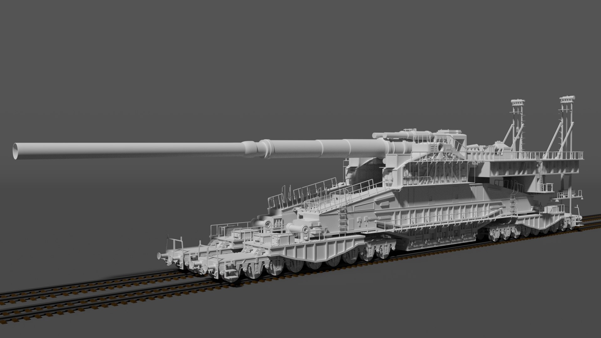 Schwerer Gustav 800mm Railroad Gun 3D Model $10 - .obj .3ds .fbx - Free3D