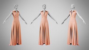 3D Dress 55 Light Salmon model