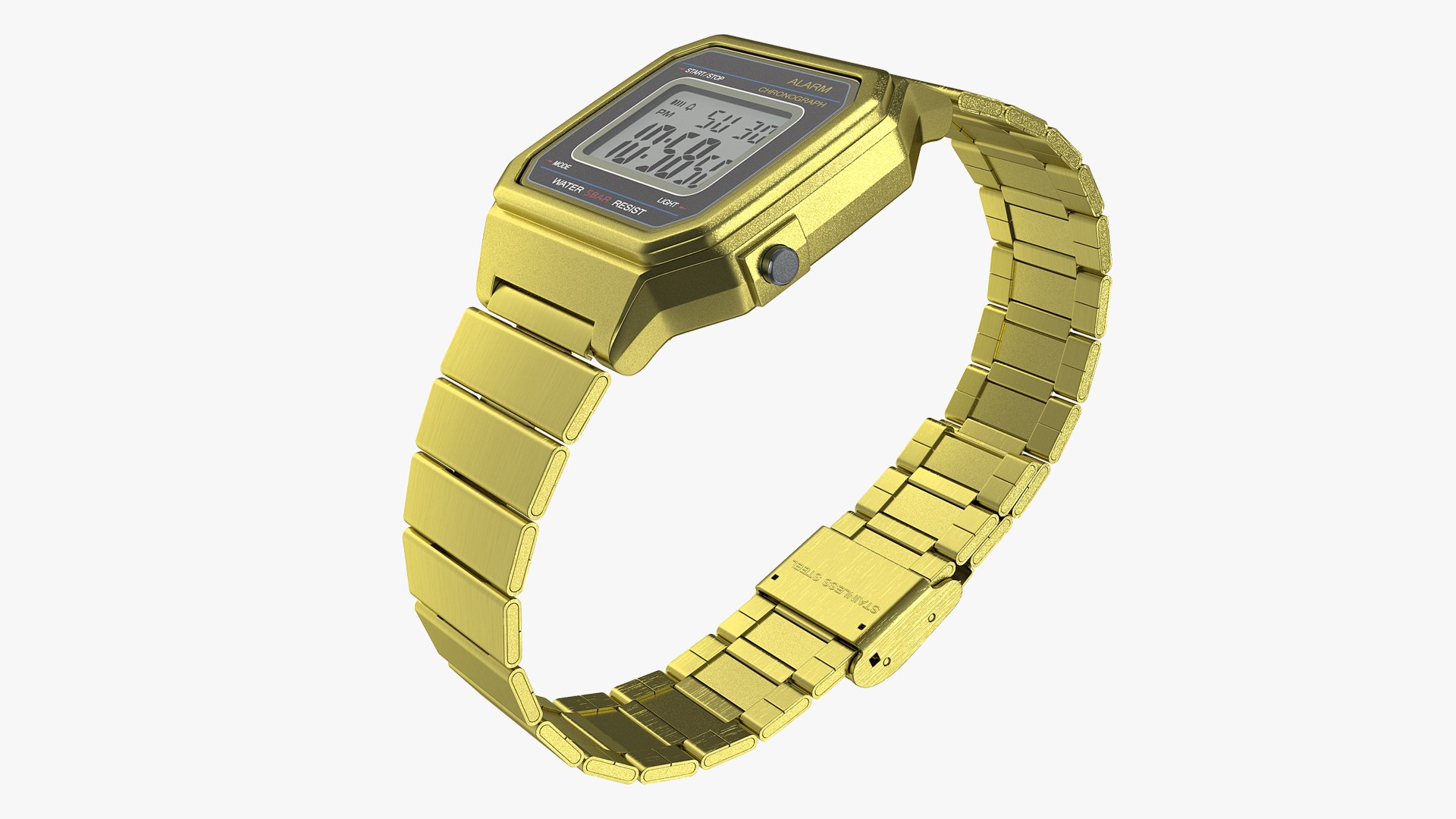 Golden Electronic Watch 3D model for industrial visualization, technical presentation, simulation, product rendering, and animation