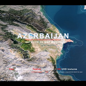 AZERBAIJAN Map - 12K Realistic Satellite Terrain - Elevation 3D model