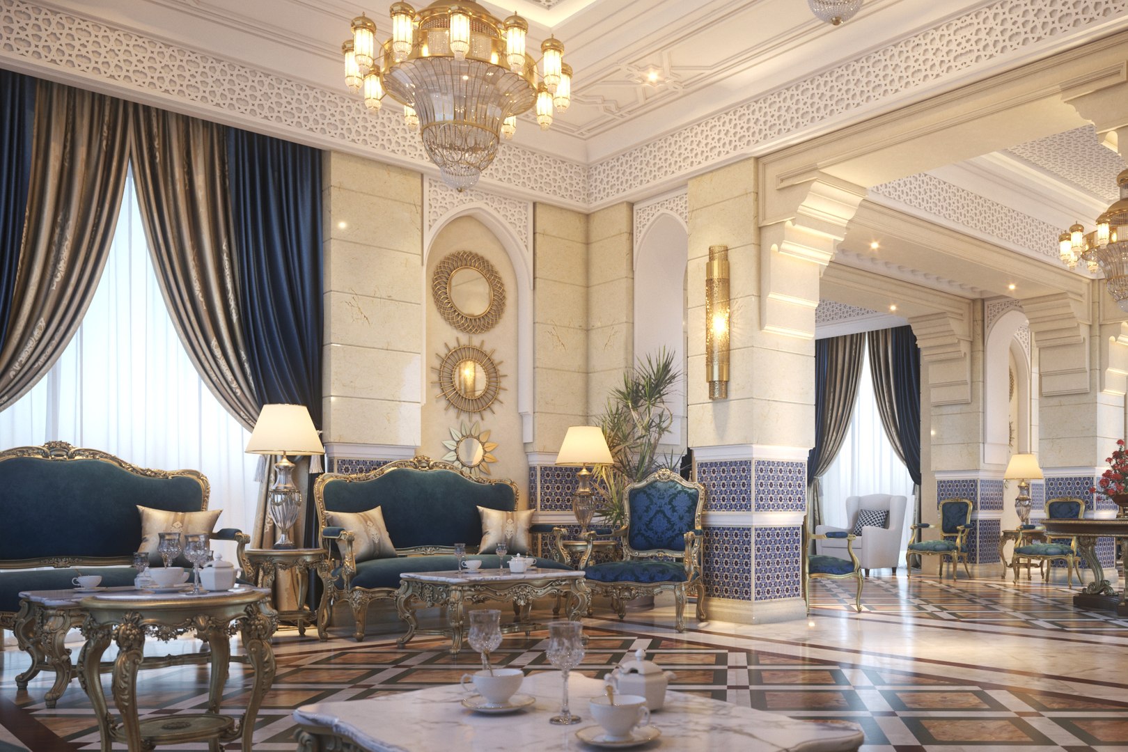 Moroccan Style Living Dining Room 3D Model - TurboSquid 1315395