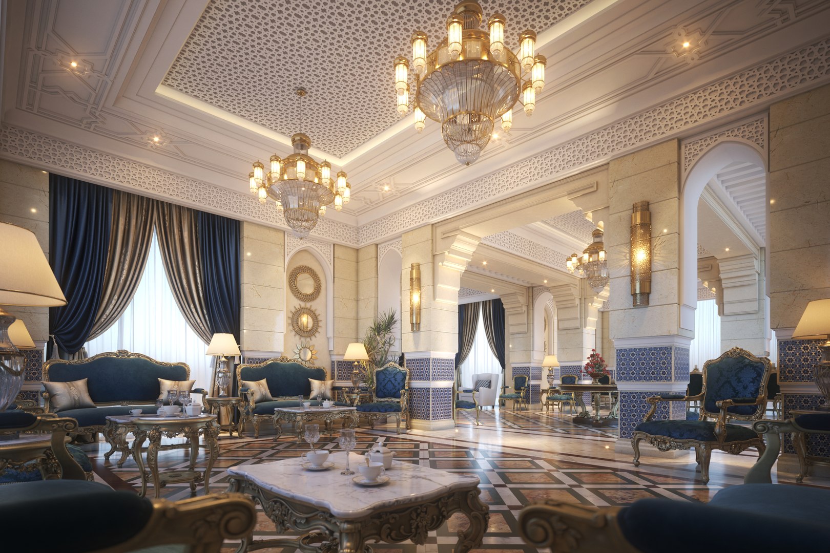 Moroccan Style Living Dining Room 3D Model - TurboSquid 1315395