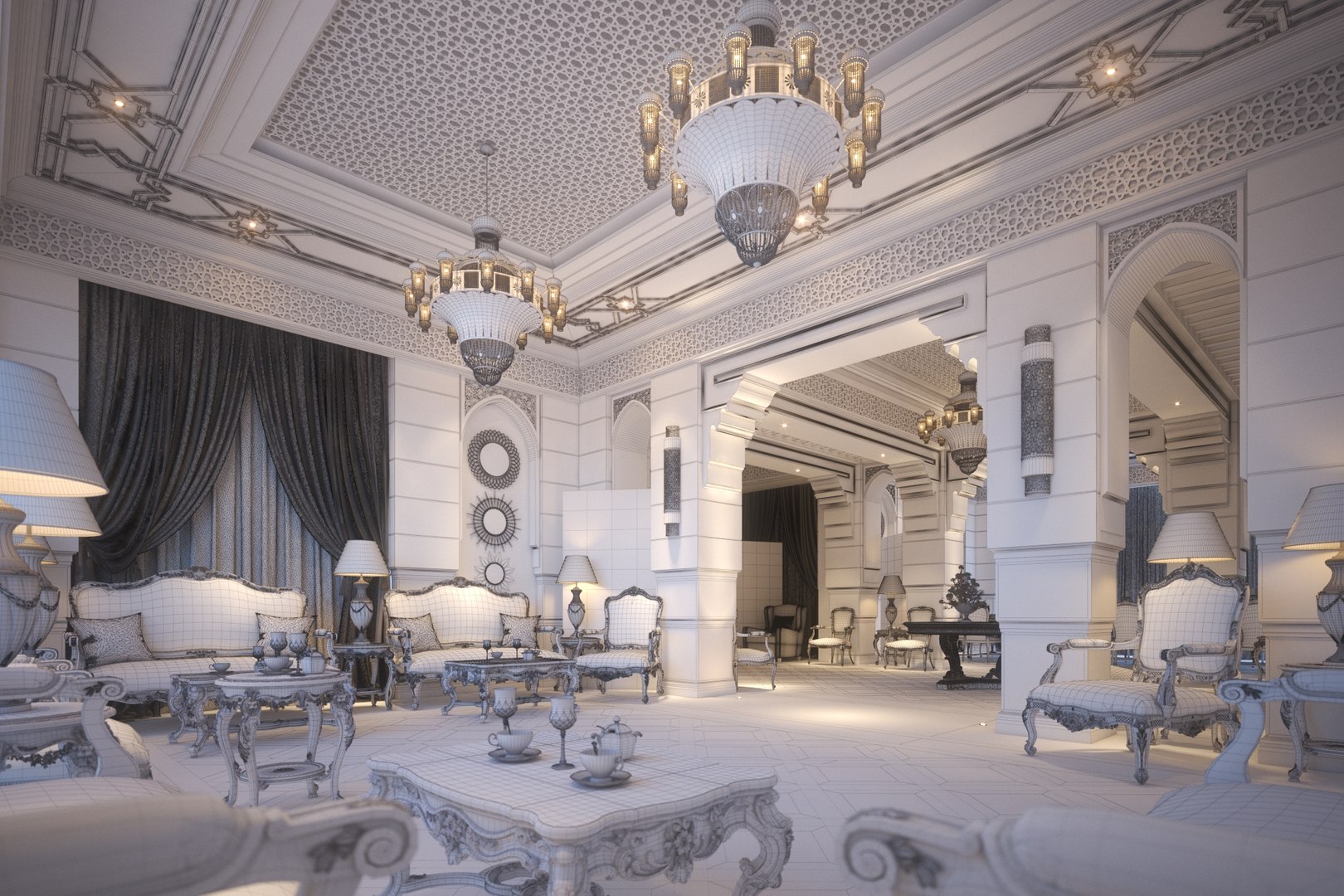 Moroccan Style Living Dining Room 3D Model - TurboSquid 1315395