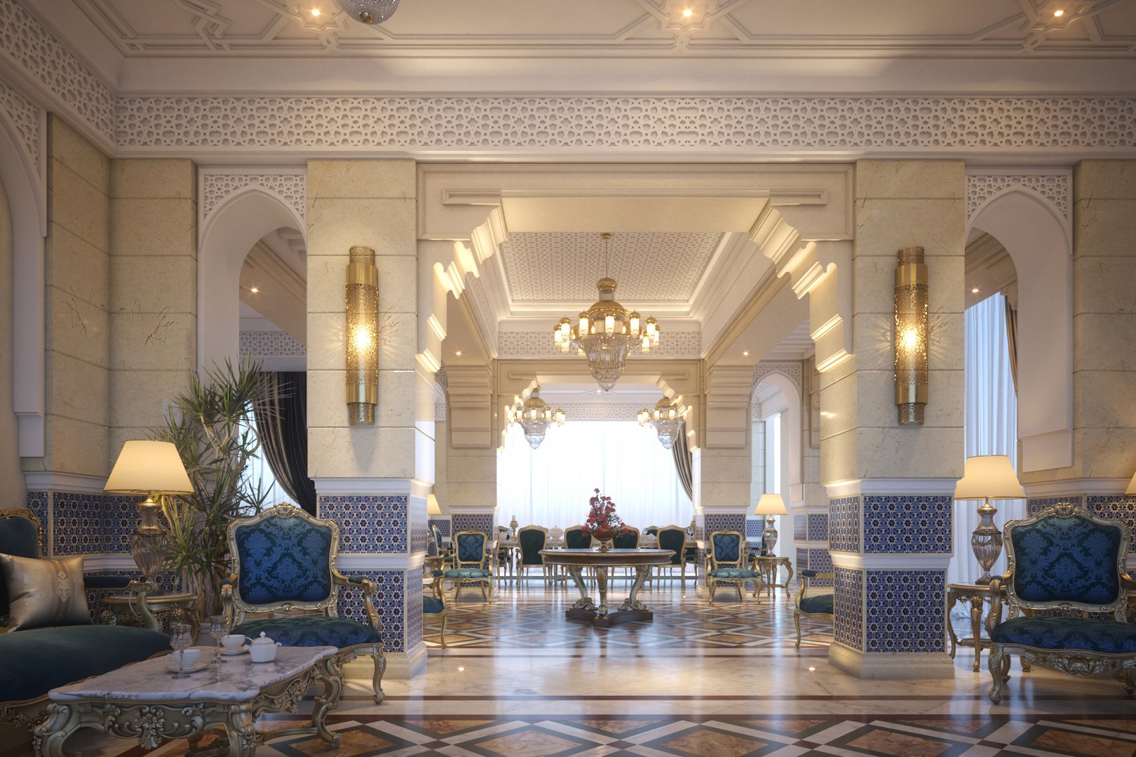 Moroccan Style Living Dining Room 3D Model - TurboSquid 1315395
