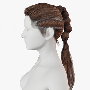 3D Realistic Hair Braid Viking Realtime model