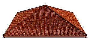 3D Hip roof with clay tile 2303 model