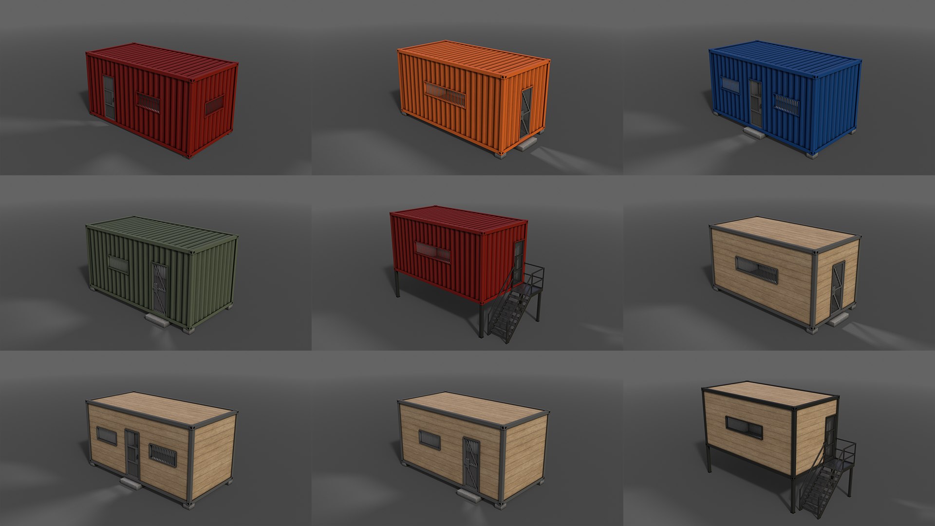 3D PBR Container House CA CC - Collection model - TurboSquid 2154451