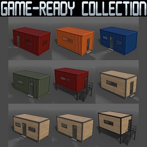 3D PBR Container House CA CC - Collection model