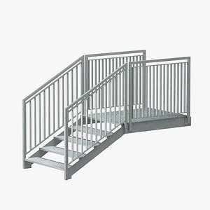 3D Section of metal stairs 04