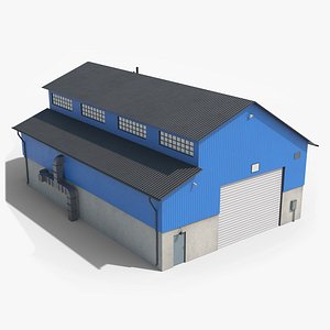 3D Industrial Building 7 Blue